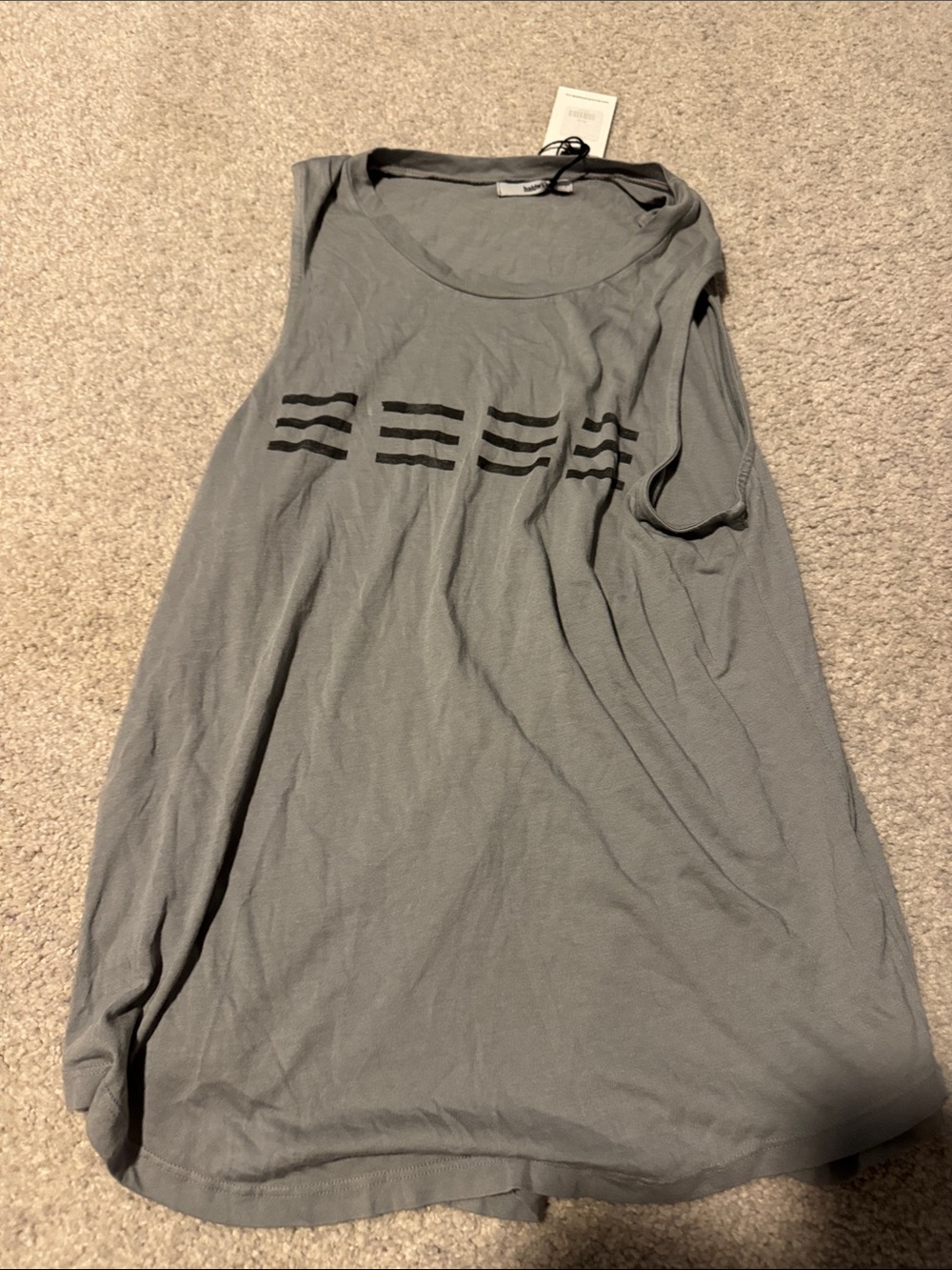 baldwin Gray Tank Top with Black Stripe Accents